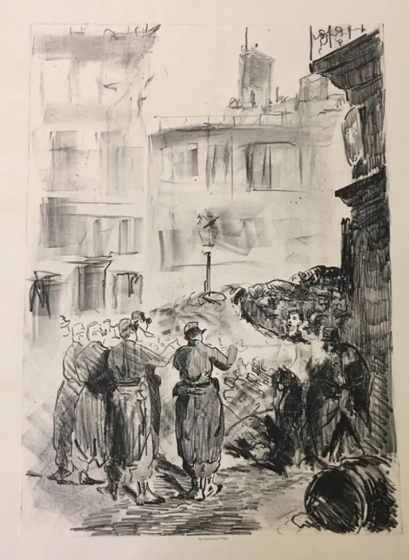 Outlet Pamono Édouard Manet, La Barricade, Lithograph, 1871