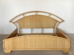 Pamono Double Bed in Bamboo and Wicker, 1980s> Beds & Bedroom Sets