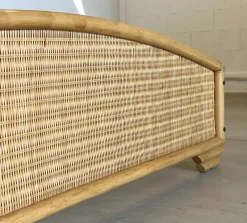 Pamono Double Bed in Bamboo and Wicker, 1980s><noscript><img width=