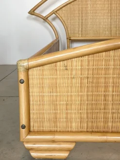 Pamono Double Bed in Bamboo and Wicker, 1980s><noscript><img width=