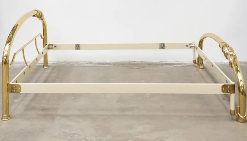 Pamono Double Bed in Brass, 1970s> Beds & Bedroom Sets