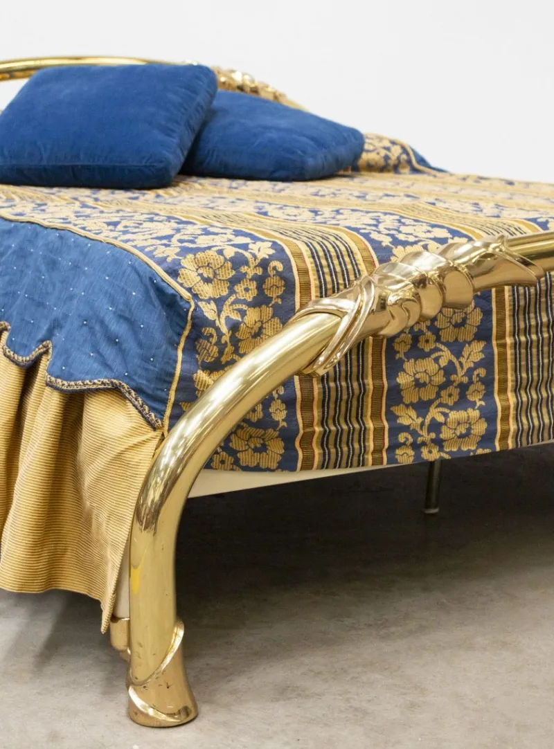 Pamono Double Bed in Brass, 1970s> Beds & Bedroom Sets