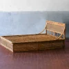 Clearance Pamono Double Bed with Bamboo and Vienna Straw Headboard, 1980s