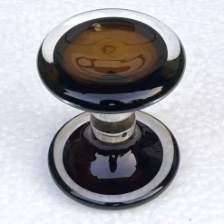 Pamono Double Door Handles in Murano Glass and Chrome, 1970s, Set of 2><noscript><img width=