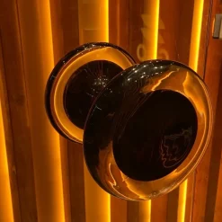 Pamono Double Door Handles in Murano Glass and Chrome, 1970s, Set of 2><noscript><img width=