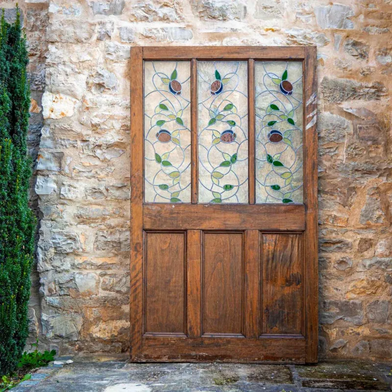 Best Pamono Double Doors with Stained Glass Windows, Early 20th Century, Set of 2