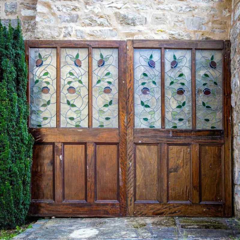 Best Pamono Double Doors with Stained Glass Windows, Early 20th Century, Set of 2