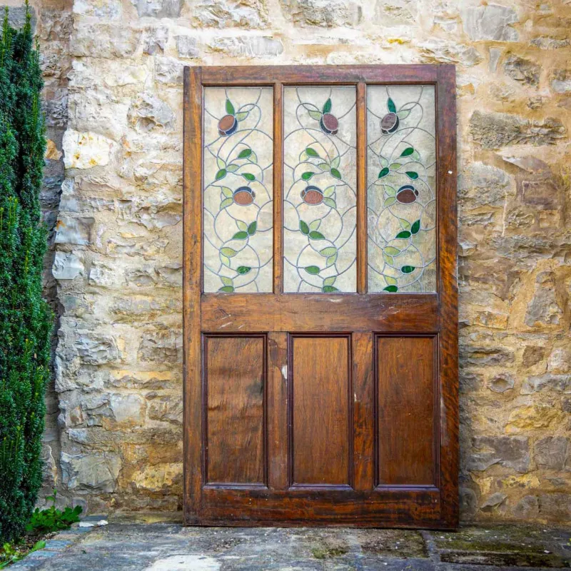 Best Pamono Double Doors with Stained Glass Windows, Early 20th Century, Set of 2