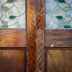 Best Pamono Double Doors with Stained Glass Windows, Early 20th Century, Set of 2
