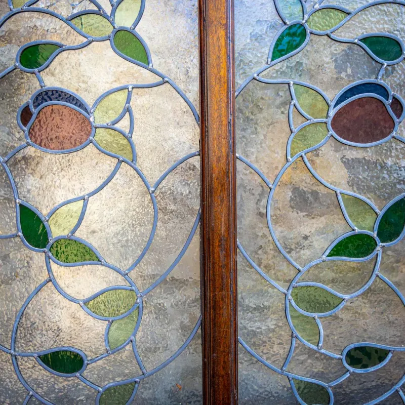 Best Pamono Double Doors with Stained Glass Windows, Early 20th Century, Set of 2