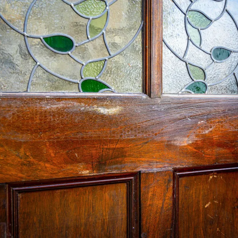 Best Pamono Double Doors with Stained Glass Windows, Early 20th Century, Set of 2