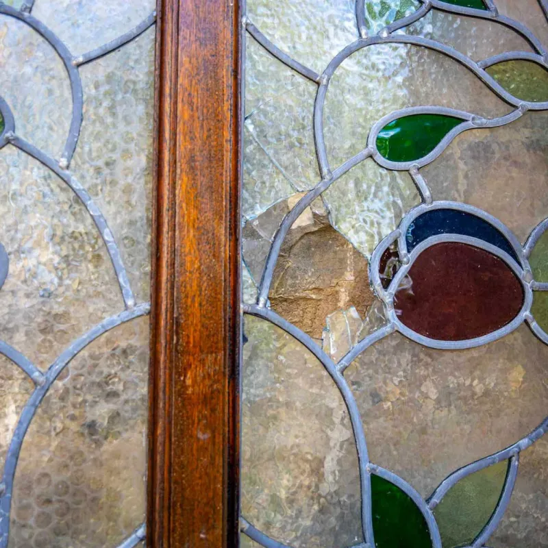 Best Pamono Double Doors with Stained Glass Windows, Early 20th Century, Set of 2