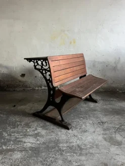 Pamono Double School Desk with Cast Iron Frame, Early 20th Century> Desks