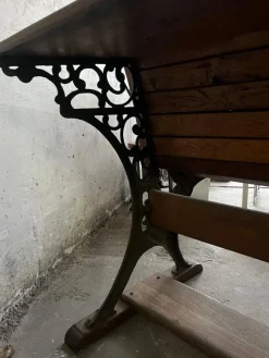 Pamono Double School Desk with Cast Iron Frame, Early 20th Century><noscript><img width=
