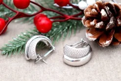 Pamono Double-Sided 18 Karat White Gold Earrings with Diamonds, Set of 2><noscript><img width=