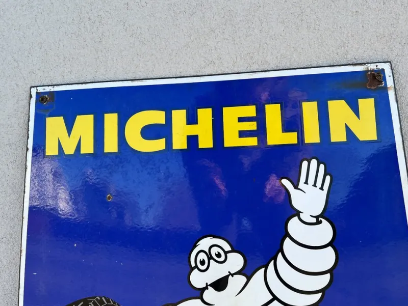 Pamono Double-Sided Michelin Tires Porcelain Advertising Sign, France, 1970s> Wall Decor