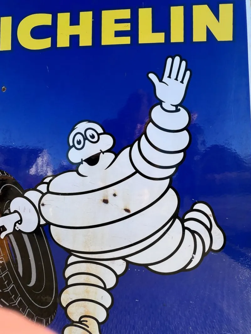 Pamono Double-Sided Michelin Tires Porcelain Advertising Sign, France, 1970s> Wall Decor