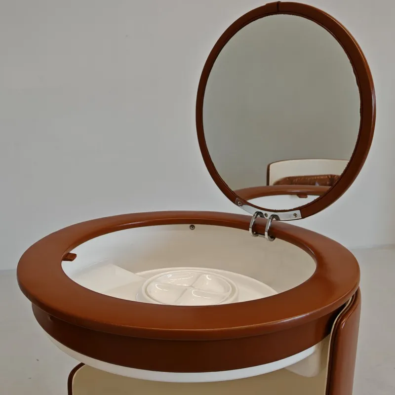 Pamono Dressing Table with Dilly Dally Brown Leather Armchair by Luigi Massoni for Frau, 1970s, Set of 2> Dressing Tables