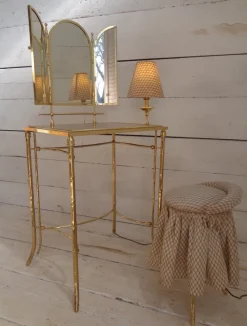 Discount Pamono Dressing Table with Lamp and Seat in Faux Bamboo, 1950s, Set of 2