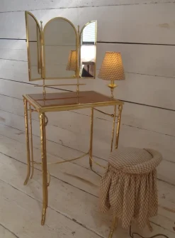 Discount Pamono Dressing Table with Lamp and Seat in Faux Bamboo, 1950s, Set of 2
