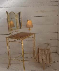 Discount Pamono Dressing Table with Lamp and Seat in Faux Bamboo, 1950s, Set of 2