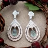 Pamono Drop-Shaped 18 Karat Gold Earrings with Brilliant-Cut Diamonds and Aquamarines, Set of 2> Earrings