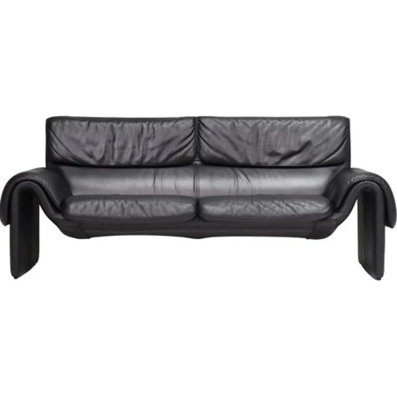 Pamono DS-2011 Two-Seat Sofa in Black Leather from De Sede> Couches & Sofas