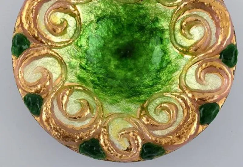 New Pamono Duban Christel for Limoges, Bronze Bowl with Enamel Work, 1940s