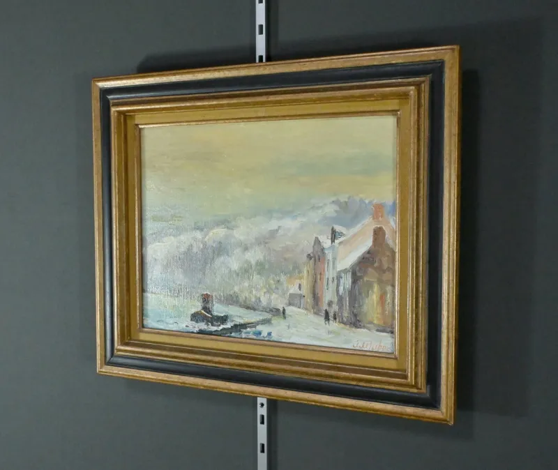 Online Pamono Duboc, Under the Snow, 1980s, Oil on Canvas, Framed