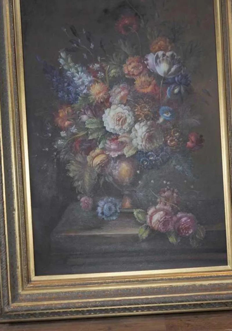 Pamono Dutch Artist, Floral Still Life, Oil Painting, Framed> Classical