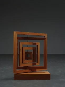 Hot Pamono Dutch Artist, Geometric Sculpture, 1960s, Wood & Iron