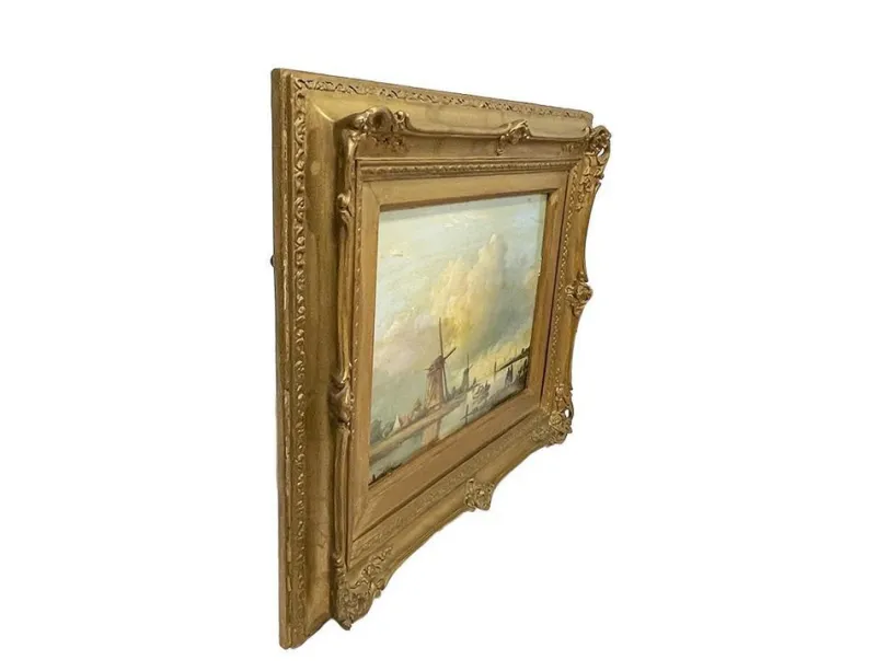 Pamono Dutch Artist, Landscape, 19th Century, Oil on Panel, Framed> Classical