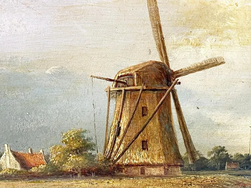 Pamono Dutch Artist, Landscape, 19th Century, Oil on Panel, Framed> Classical
