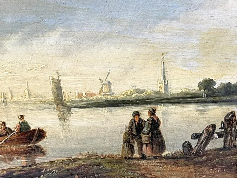 Pamono Dutch Artist, Landscape, 19th Century, Oil on Panel, Framed> Classical