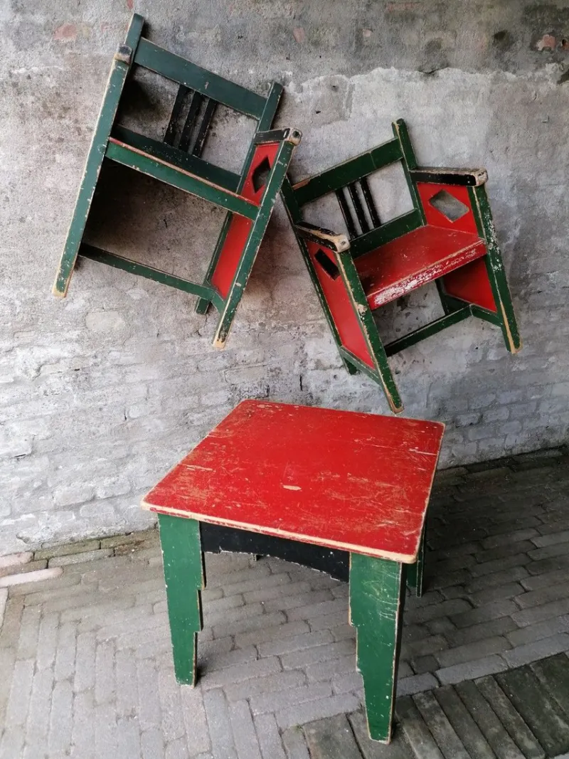 Pamono Dutch Childrens Chairs by Egbert Reitsma, 1920s, Set of 3> Children's Chairs