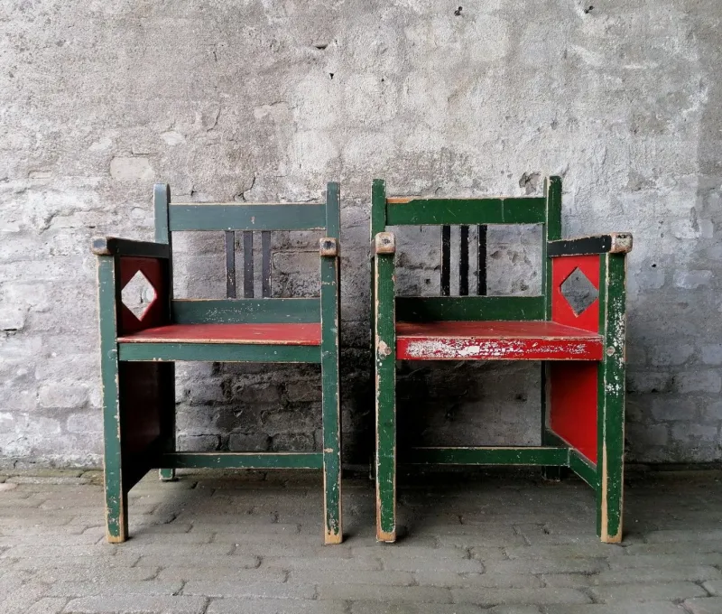 Pamono Dutch Childrens Chairs by Egbert Reitsma, 1920s, Set of 3> Children's Chairs