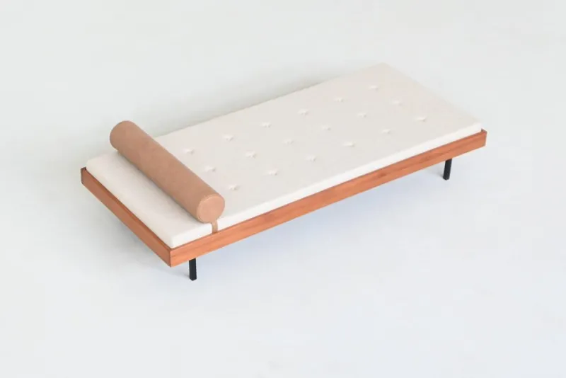 Pamono Dutch Daybed in Teak with Metal and Wool, 1960> Daybeds & Chaises Lounges
