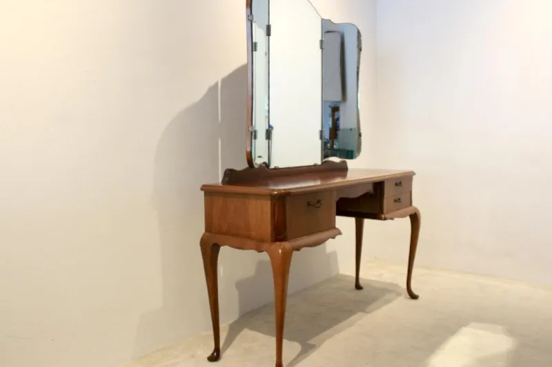 Pamono Dutch Mahogany Dressing Table with Mirror, 1950s
