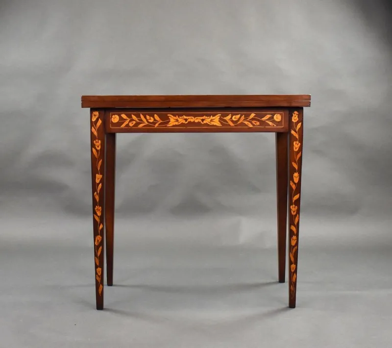 Pamono Dutch Marquetry Card Table, 1840s> Game Tables