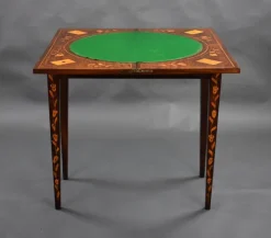 Pamono Dutch Marquetry Card Table, 1840s><noscript><img width=