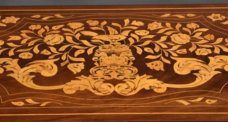 Pamono Dutch Marquetry Card Table, 1840s> Game Tables