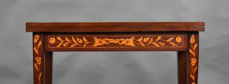 Pamono Dutch Marquetry Card Table, 1840s> Game Tables