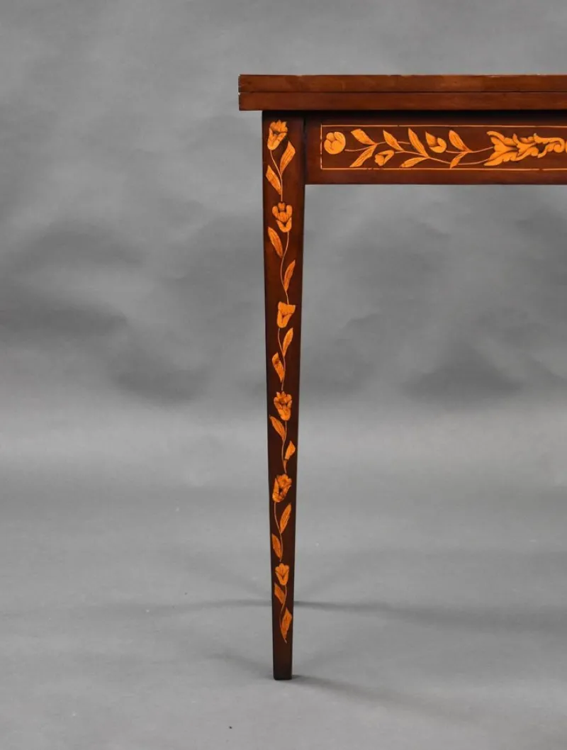 Pamono Dutch Marquetry Card Table, 1840s> Game Tables