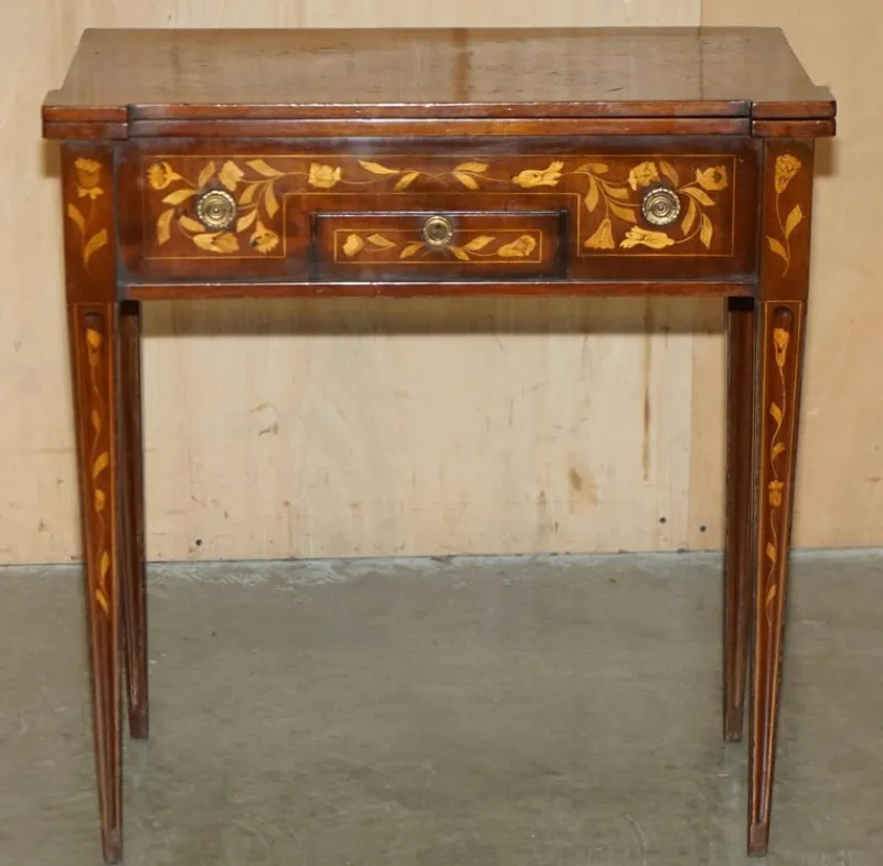Hot Pamono Dutch Marquetry Inlaid Chess Poker Game Table, 1800