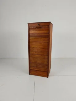 Pamono Dutch Oak Archive Cabinet with Tambour Door, 1940s> Cabinets & Wardrobes