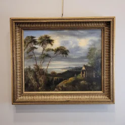 Pamono Dutch School Artist, Military Off the Coast, 19th Century, Oil on Canvas><noscript><img width=