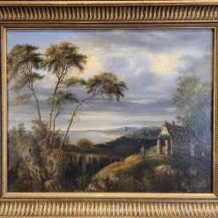 Pamono Dutch School Artist, Military Off the Coast, 19th Century, Oil on Canvas><noscript><img width=