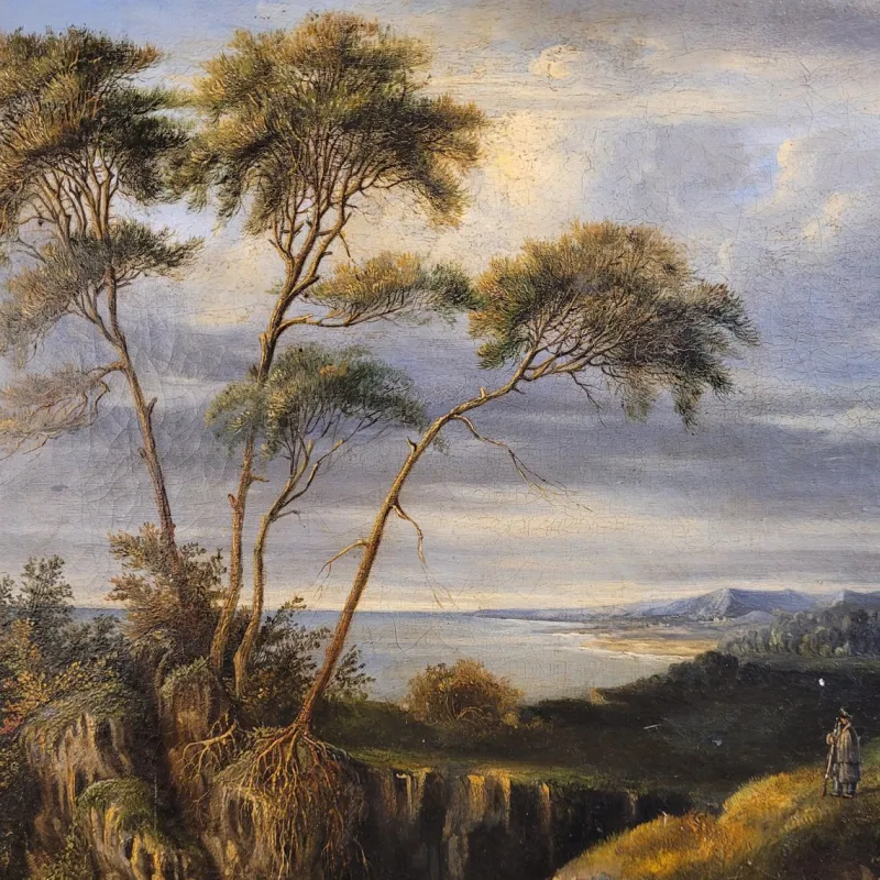 Pamono Dutch School Artist, Military Off the Coast, 19th Century, Oil on Canvas> Classical