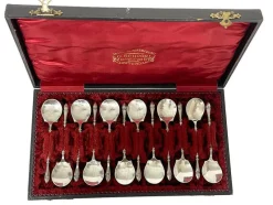 Pamono Dutch Silver Ice Cream Spoons by Van Kempen & Zonen, 1890s, Set of 12> Cutlery & Serving Utensils