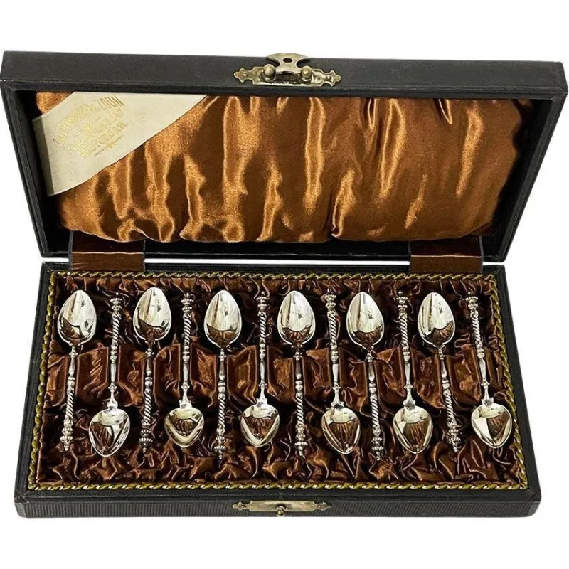Outlet Pamono Dutch Silver Silver Spoons by Van Kempen & Zonen, 1890s, Set of 12